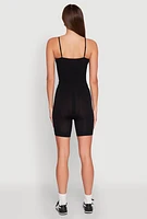 Womens Seamless Textured Knit Cropped Cami and Bike Shorts,