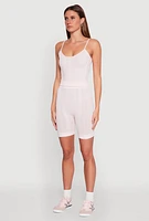 Womens Seamless Textured Knit Cropped Cami and Bike Shorts, Pink,