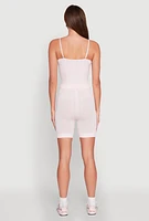 Womens Seamless Textured Knit Cropped Cami and Bike Shorts, Pink,