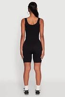 Womens Seamless Textured Knit Tank Top and Biker Shorts, M