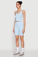 Womens Seamless Textured Knit Tank Top and Biker Shorts,