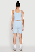 Womens Seamless Textured Knit Tank Top and Biker Shorts,