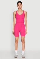 Womens Seamless Textured Knit Tank Top and Biker Shorts,