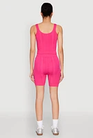 Womens Seamless Textured Knit Tank Top and Biker Shorts,