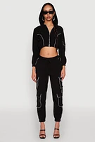 Womens Reflective Trim Cargo Pocket Joggers,