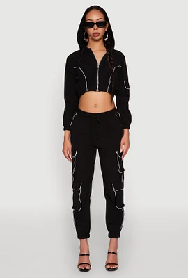 Womens Reflective Trim Cargo Pocket Joggers,