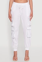 Womens Reflective Trim Cargo Pocket Joggers, White, Size L