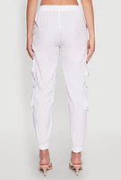 Womens Reflective Trim Cargo Pocket Joggers, White, Size L