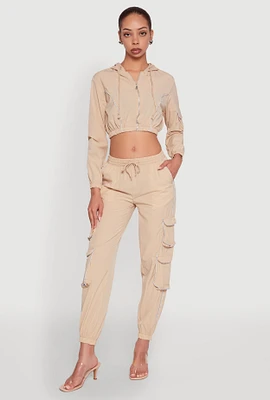 Womens Reflective Trim Cargo Pocket Joggers,