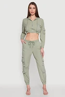 Womens Reflective Trim Cropped Windbreaker, Green, Size XL