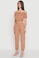 Womens Zip Front Bubble Sleeve Crop Top,