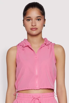 Womens Hooded Drawstring Track Jacket, Pink, Size L