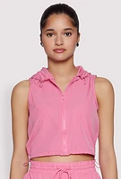 Womens Hooded Drawstring Track Jacket, Pink, Size L