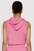 Womens Hooded Drawstring Track Jacket, Pink, Size L