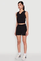 Womens Sleeveless Cargo Pocket Crop Top, L