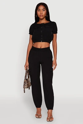 Womens Smock Waist Cargo Joggers,
