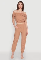 Womens Smock Waist Cargo Joggers,