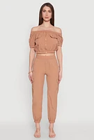 Womens Smock Waist Cargo Joggers,