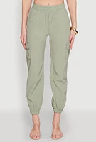Womens Elastic Waist Cargo Joggers,