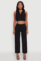 Womens High Waisted Wide Leg Stretch Cargo Pants,