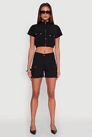 Womens High Waisted Cargo Shorts,