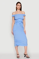 Womens Toggle Drawstring Hem Midi Cargo Skirt, Blue, Size L