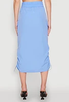 Womens Toggle Drawstring Hem Midi Cargo Skirt, Blue, Size L
