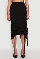 Womens High Waisted Grommet Detail Drawstring Skirt,