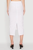 Womens High Waisted Grommet Detail Drawstring Skirt, White, Size L