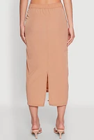 Womens High Waisted Grommet Detail Drawstring Skirt, Beige, Size M