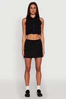 Womens Nylon Drawstring Mini Skirt,