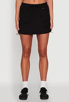 Womens Nylon Drawstring Mini Skirt,