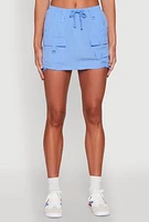 Womens Nylon Drawstring Mini Skirt, Blue, Size XL
