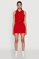 Womens Nylon Drawstring Mini Skirt, Red, Size S