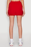 Womens Nylon Drawstring Mini Skirt, Red, Size S