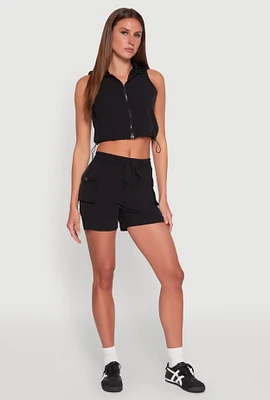 Womens Drawstring Waist Cargo Shorts,