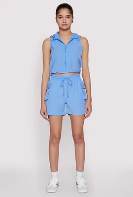 Womens Drawstring Waist Cargo Shorts,