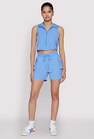 Womens Drawstring Waist Cargo Shorts, XL