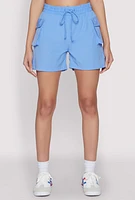 Womens Drawstring Waist Cargo Shorts, XL