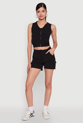 Womens Nylon Cargo Shorts,