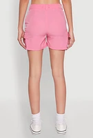 Womens Nylon Cargo Shorts, Pink, Size S