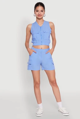 Womens Nylon Cargo Shorts,