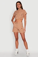 Womens Nylon Utility Zip Front Top,
