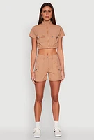 Womens Nylon Utility Zip Front Top,