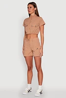 Womens Nylon Utility Zip Front Top,