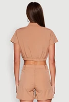 Womens Nylon Utility Zip Front Top,