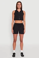 Womens Hooded Drawstring Hem Track Jacket,