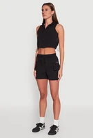 Womens Hooded Drawstring Hem Track Jacket,