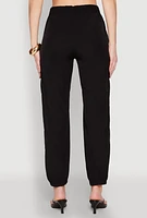 Womens Smocked High Waisted Cargo Joggers,