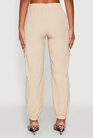 Womens Smocked High Waisted Cargo Joggers,